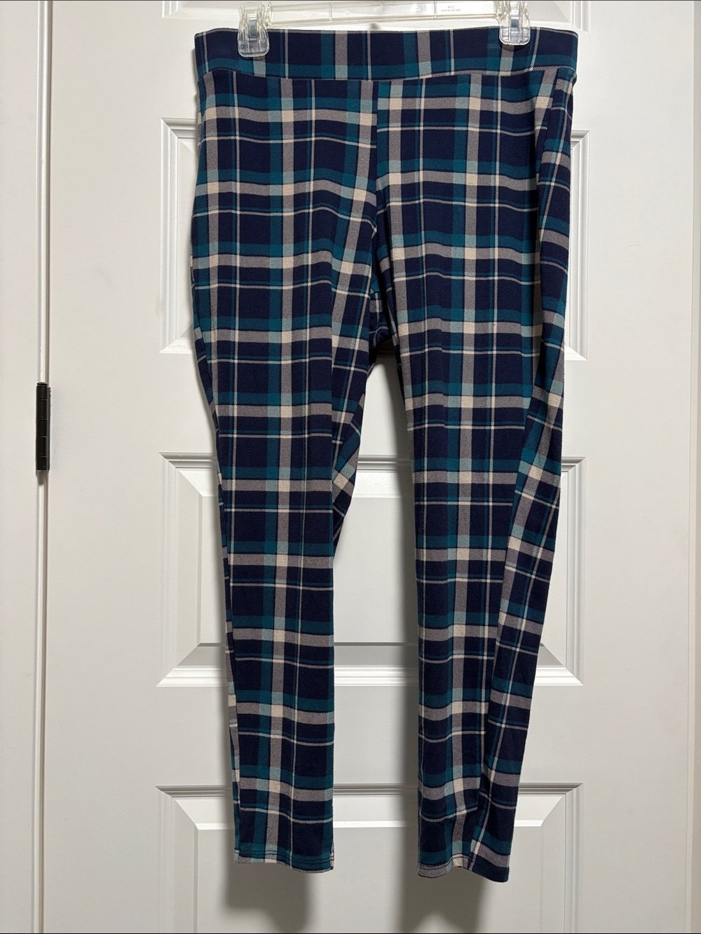 Torrid Teal/Blue Plaid Stretch Leggings
